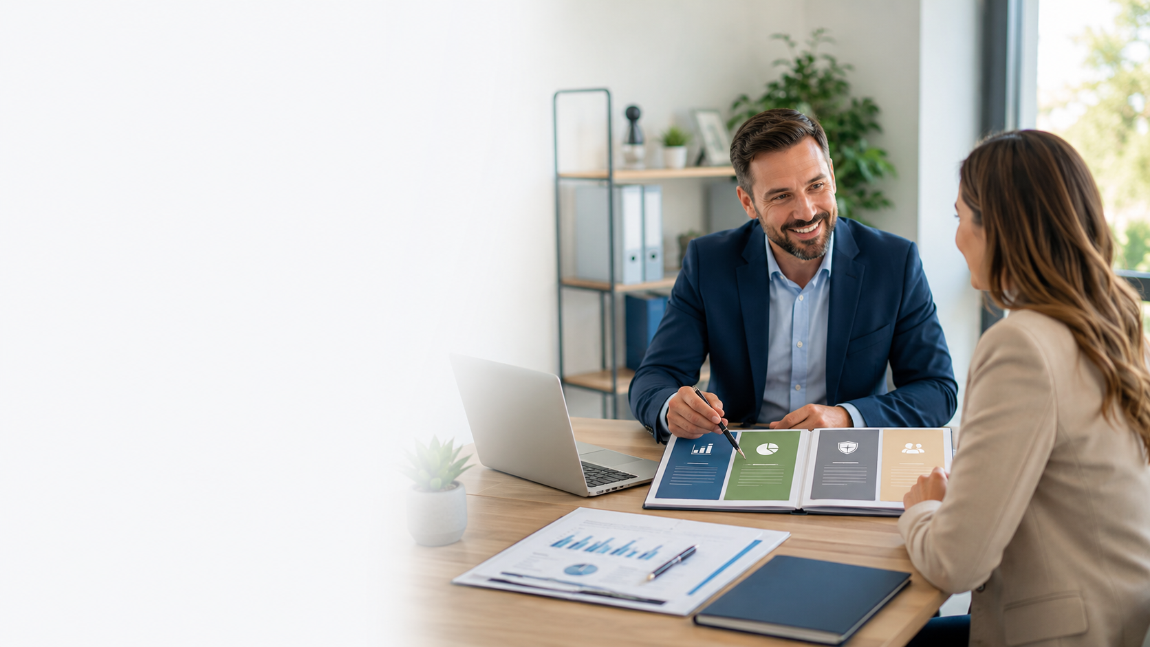 Consultant presenting service package options to a business client